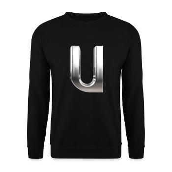 Chrome ,, U " Metallic - Unisex Sweatshirt - black - Front - Alina (178cm) & Michal (187cm)