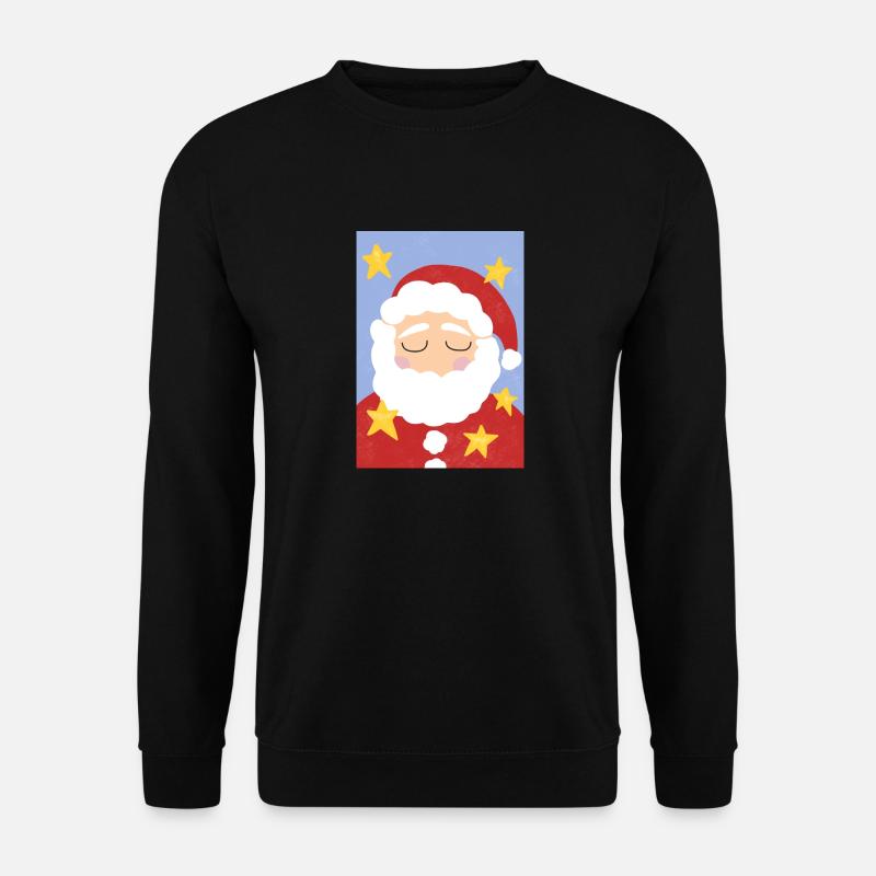 Weihnachtsmann und Sterne - Unisex Pullover - Schwarz