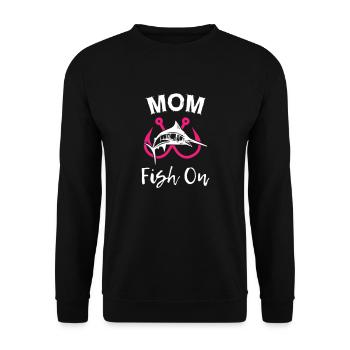 Mom Fish On Fishing - Unisex Sweatshirt - black - Front - Alina (178cm) & Michal (187cm)