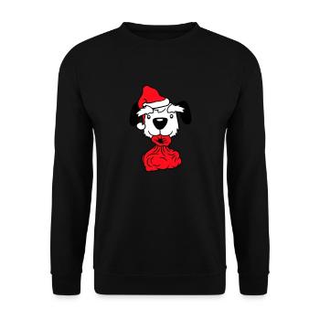 Hund Weihnachtsmann Weihnachten Geschenke Sack Hut - Unisex Pullover - Schwarz - Vorne - Alina (178cm) & Michal (187cm)