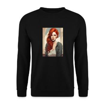 belle femme rousse cheveux roux - Sweat-shirt Unisexe - noir - Devant - Alina (178cm) & Michal (187cm)