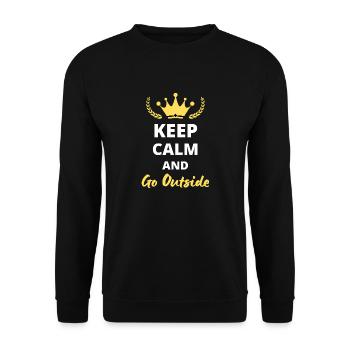 Bewahren Sie Ruhe und gehen Sie nach draußen - Unisex Pullover - Schwarz - Vorne - Alina (178cm) & Michal (187cm)