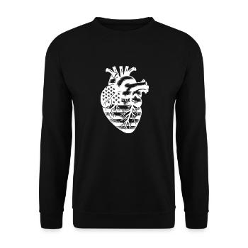 Coeur Illustration Drapeau National USA Patriote Coeur - Sweat-shirt Unisexe - noir - Devant - Alina (178cm) & Michal (187cm)