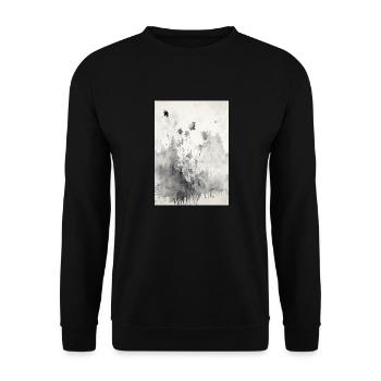 Abstrakte Aquarellmalerei - Unisex Pullover - Schwarz - Vorne - Alina (178cm) & Michal (187cm)