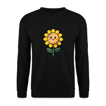 Weiche Sonnenblumen im Comic-Stil - Unisex Pullover - Schwarz - Vorne - Alina (178cm) & Michal (187cm)
