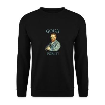 Gogh dafür! Lustiger Van-Gogh-Witz - Unisex Pullover - Schwarz - Vorne - Alina (178cm) & Michal (187cm)