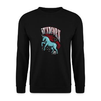 I am a Unicorn - Einhorn - Unisex Sweatshirt - black - Front - Alina (178cm) & Michal (187cm)