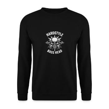 Hardstyle Bass Head – Rave Design with Bass - Unisex Sweatshirt - black - Front - Alina (178cm) & Michal (187cm)