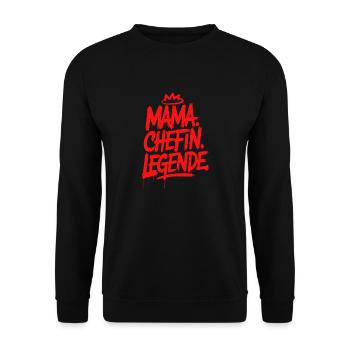 Mama Chefin Legende - Unisex Pullover - Schwarz - Vorne - Alina (178cm) & Michal (187cm)