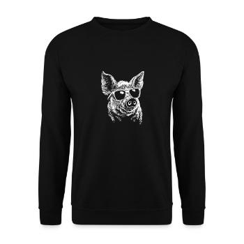 Cool Pig Sunglasses Summer - Unisex Sweatshirt - black - Front - Alina (178cm) & Michal (187cm)
