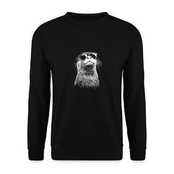Cool Otter Sunglasses Summer Beach - Unisex Sweatshirt - black - Front - Alina (178cm) & Michal (187cm)