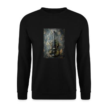 Élégance ornementée – Art du violon noir et or - Sweat-shirt Unisexe - noir - Devant - Alina (178cm) & Michal (187cm)