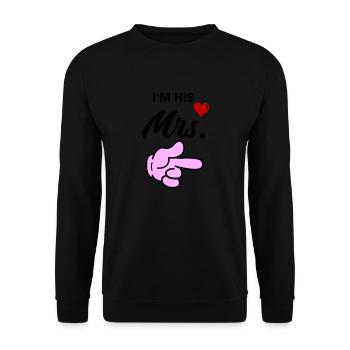 im his mrs - Unisex Pullover - Schwarz - Vorne - Alina (178cm) & Michal (187cm)