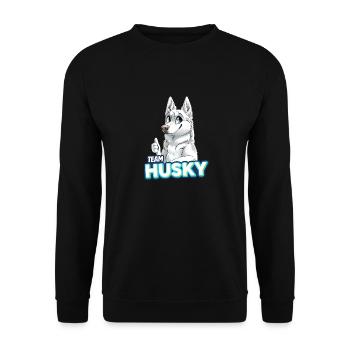 TEAM Husky - White - Unisex Sweatshirt - black - Front - Alina (178cm) & Michal (187cm)
