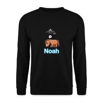 Falkenhof Noah Comic Pferd - Unisex Pullover - Schwarz - Vorne - Alina (178cm) & Michal (187cm)