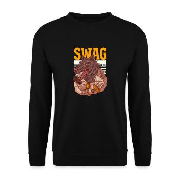 Rapper with wolf's head and tattoos - Unisex Sweatshirt - black - Front - Alina (178cm) & Michal (187cm)