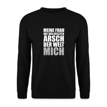 Meine Frau hat den geilsten Arsch der Welt mich - Unisex Pullover - Schwarz - Vorne - Alina (178cm) & Michal (187cm)