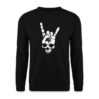 heavy metal skull with devil horns hand - Unisex Sweatshirt - black - Front - Alina (178cm) & Michal (187cm)