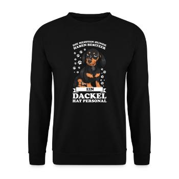 Dackel Hund Dackel Besitzer Geschenk - Unisex Pullover - Schwarz - Vorne - Alina (178cm) & Michal (187cm)