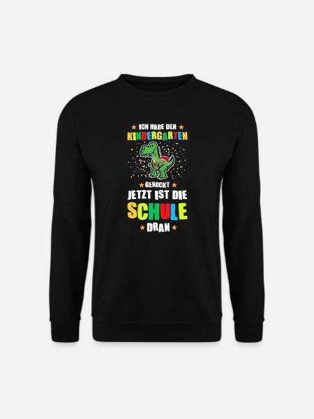 Schulkind Dino Schulbeginn Geschenk - Unisex Pullover - Schwarz