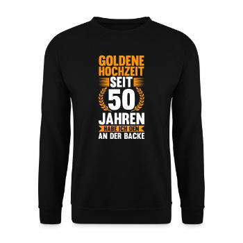 50 Jahre Ehe Ehefrau Ehepaar Geschenk - Unisex Pullover - Schwarz - Vorne - Alina (178cm) & Michal (187cm)