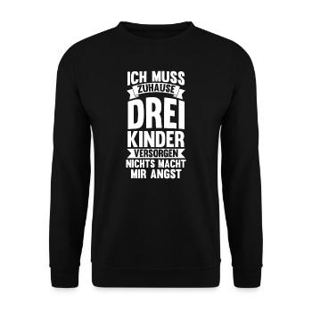 3 Kinder Familie Papa von 3 Kindern Geschenk - Unisex Pullover - Schwarz - Vorne - Alina (178cm) & Michal (187cm)