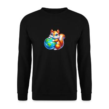 Squirrel for Earth Environmental Protection Nature Conservation - Unisex Sweatshirt - black - Front - Alina (178cm) & Michal (187cm)