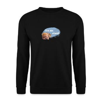 Bär Affirmation für Kinder und Tierliebhaber - Unisex Pullover - Schwarz - Vorne - Alina (178cm) & Michal (187cm)