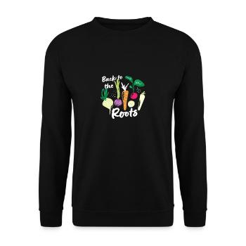 Back to the Roots Variation of Vegetables Vegetarian - Unisex Sweatshirt - black - Front - Alina (178cm) & Michal (187cm)