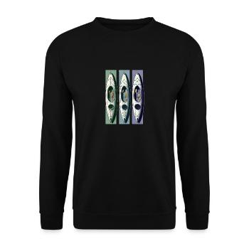Kajak Kanu Paddel Boot auf dem Wasser Sport - Unisex Pullover - Schwarz - Vorne - Alina (178cm) & Michal (187cm)
