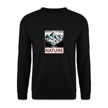 Natur Panorama Portrait von Bergen Wald See Blick - Unisex Pullover - Schwarz - Vorne - Alina (178cm) & Michal (187cm)