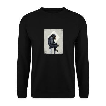 Chimpanzé Street Art Graffiti à Primate carré - Sweat-shirt Unisexe - noir - Devant - Alina (178cm) & Michal (187cm)
