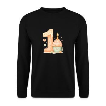 cupcake birthday / Geburtstag - Unisex Pullover - Schwarz - Vorne - Alina (178cm) & Michal (187cm)