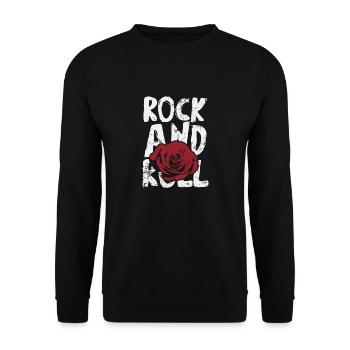 Rock and Roll – rock rose - Unisex Sweatshirt - black - Front - Alina (178cm) & Michal (187cm)