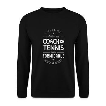 coach Tennis formidable cadeau sport tennis - Sweat-shirt Unisexe - noir - Devant - Alina (178cm) & Michal (187cm)