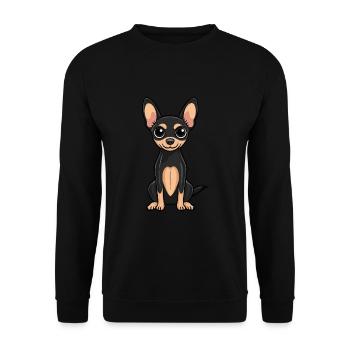 Pinscher Chien Mignon - Sweat-shirt Unisexe - noir - Devant - Alina (178cm) & Michal (187cm)