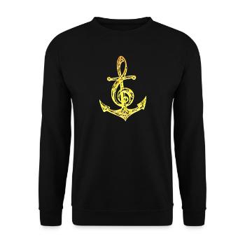 Anker Notenschlüssel Noten Musik Meer Segeln Chor - Unisex Pullover - Schwarz - Vorne - Alina (178cm) & Michal (187cm)