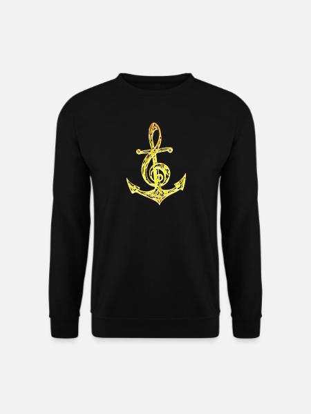 Anker Notenschlüssel Noten Musik Meer Segeln Chor - Unisex Pullover - Schwarz