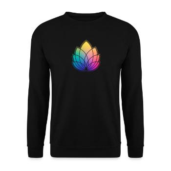 Colorful Abstract Yoga Geometry Blossom / Flower - Unisex Sweatshirt - black - Front - Alina (178cm) & Michal (187cm)