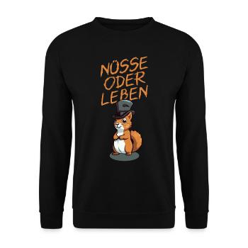 Nüsse Oder Leben - hell - Unisex Pullover - Schwarz - Vorne - Alina (178cm) & Michal (187cm)