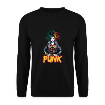 Punk Art Style Punk Girl für Rebellen - Unisex Pullover - Schwarz - Vorne - Alina (178cm) & Michal (187cm)