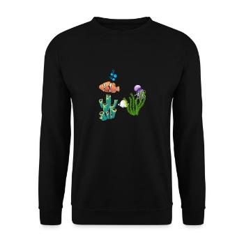 Coral Marine Life Underwater World Jellyfish Fish - Unisex Sweatshirt - black - Front - Alina (178cm) & Michal (187cm)