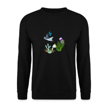 Ray Jellyfish Underwater World Coral Fish - Unisex Sweatshirt - black - Front - Alina (178cm) & Michal (187cm)