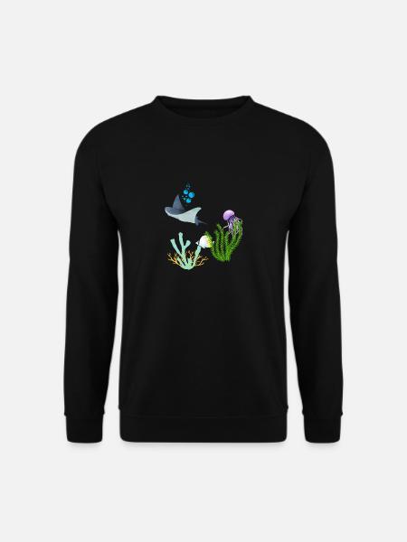Rochen Qualle Unterwasserwelt Korallen Fisch - Unisex Pullover - Schwarz
