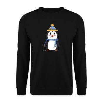 Süßer Winter Pinguin - Unisex Pullover - Schwarz - Vorne - Alina (178cm) & Michal (187cm)
