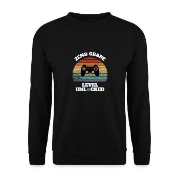2. Klasse Schule Level Gaming Geschenk! - Unisex Pullover - Schwarz - Vorne - Alina (178cm) & Michal (187cm)