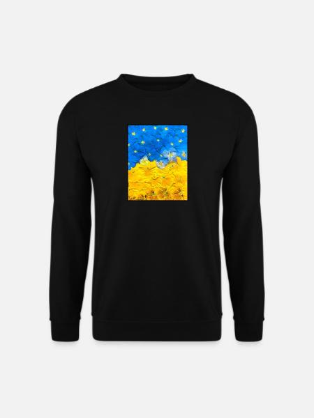Stiefmütterchen. Bild von Blumen. Flagge der Ukraine. UA Kunst - Unisex Pullover - Schwarz