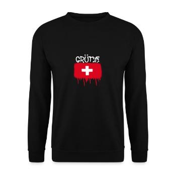 grützi,schweiz,flagge,graffiti,spray,urban - Unisex Pullover - Schwarz - Vorne - Alina (178cm) & Michal (187cm)