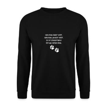 hund,pfote,weisse schrift, hund jammert nicht - Unisex Pullover - Schwarz - Vorne - Alina (178cm) & Michal (187cm)