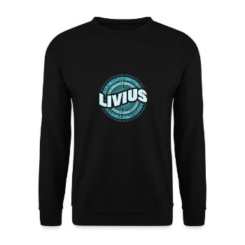 Geschenk für Livius - Unisex Pullover - Schwarz - Vorne - Alina (178cm) & Michal (187cm)